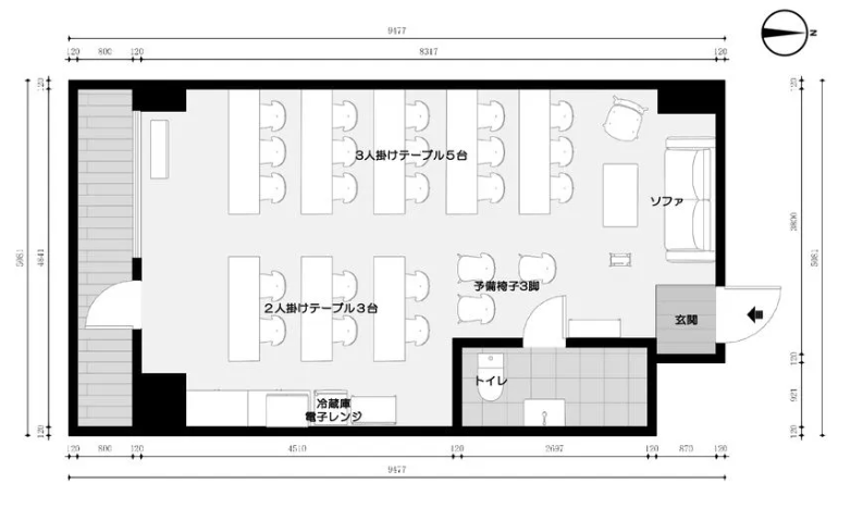 ミリオン会議室 新大阪1号店の会場レイアウト図